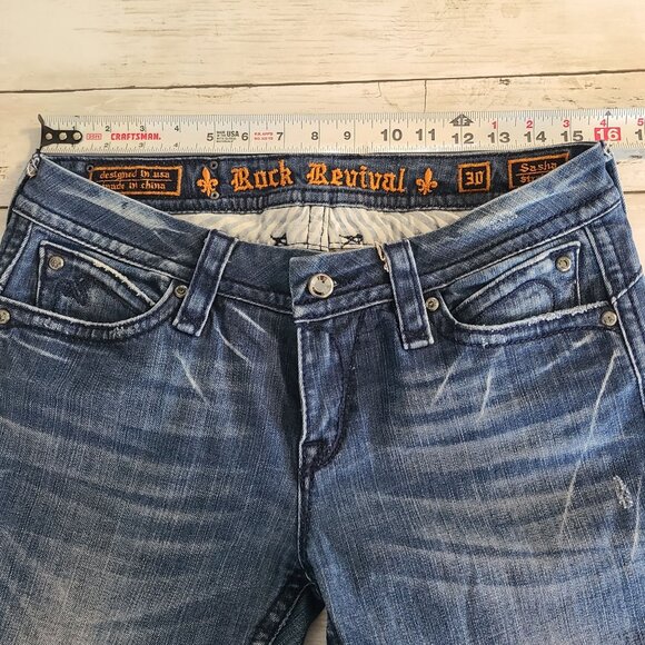 Rock Revival Sasha Embellished Bootcut Jeans Womens 30 Fleur de lis - Picture 5 of 9